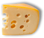 Wedge of cheese representing artisan cheeses, yogurt and chévere.