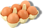A carton of a half-dozen eggs.